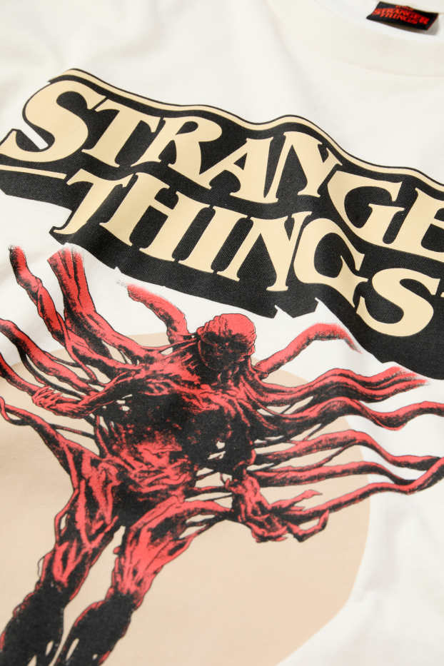 Mężczyźni - T-Shirt - oversize - Stranger Things - kremowobiały