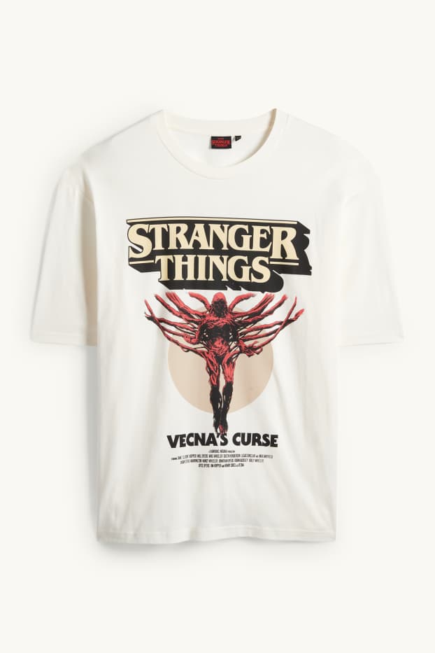 Mężczyźni - T-Shirt - oversize - Stranger Things - kremowobiały