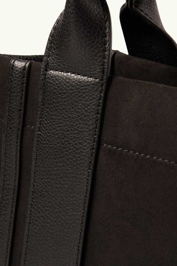 Donna - Shopper piccola con spallaccio staccabile - similpelle - nero