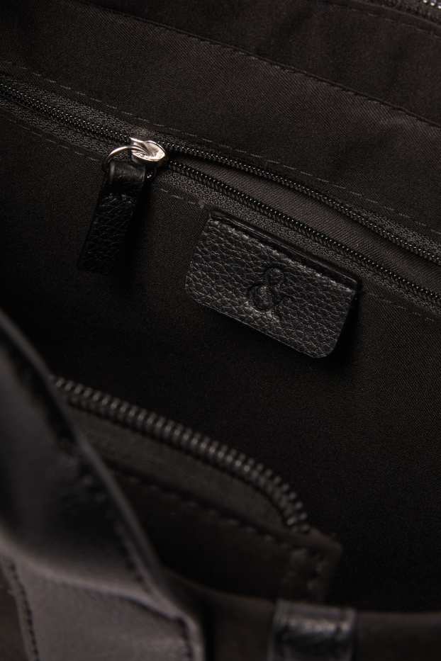 Donna - Shopper piccola con spallaccio staccabile - similpelle - nero