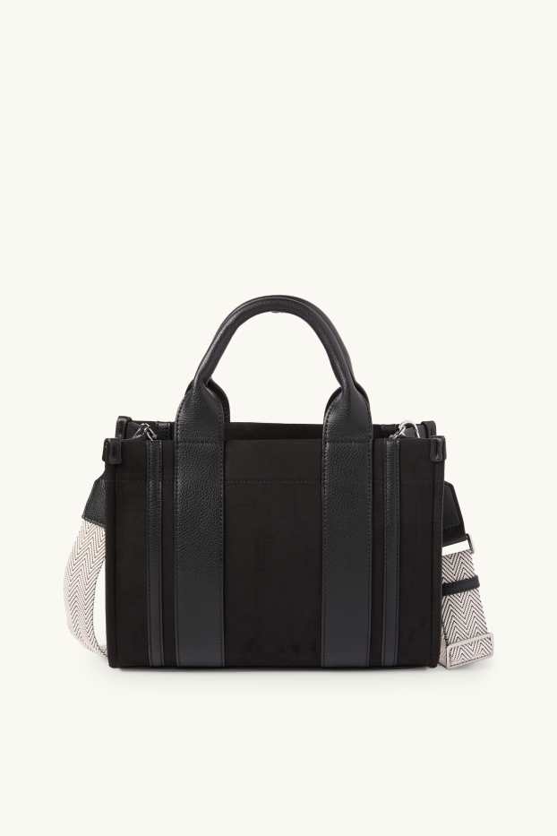 Donna - Shopper piccola con spallaccio staccabile - similpelle - nero