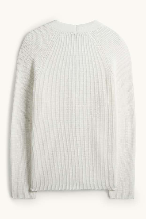 Dames - Gebreid vest - ribstof - wit