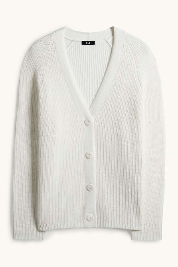 Dames - Gebreid vest - ribstof - wit