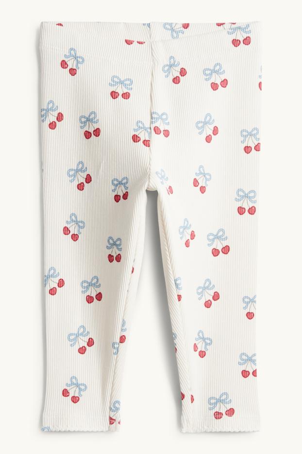 Baby Girls - Cherry - baby leggings - ribbed - cremewhite