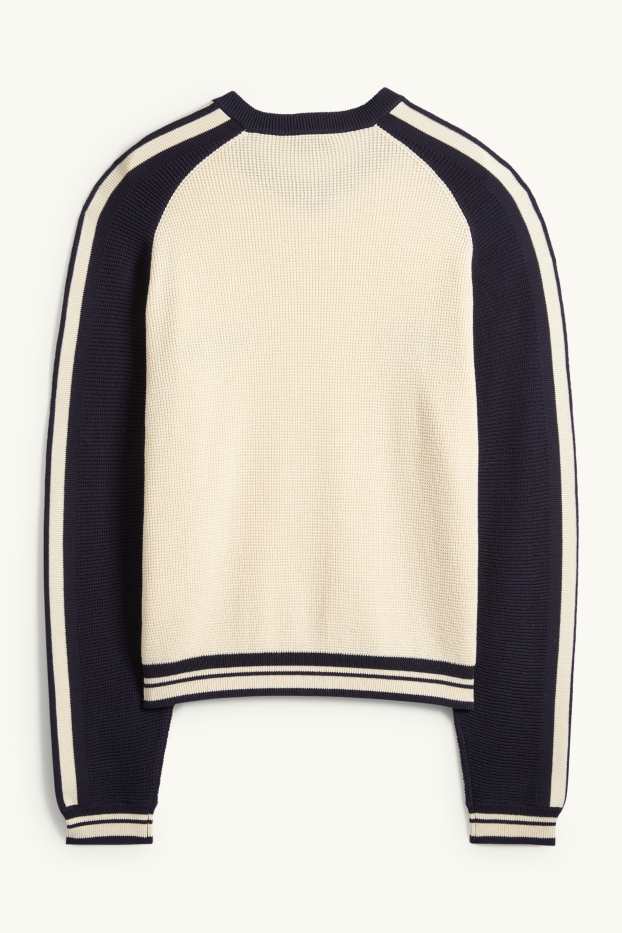 Bărbați - Pulover cu decolteu în V - structurat - negru / nej