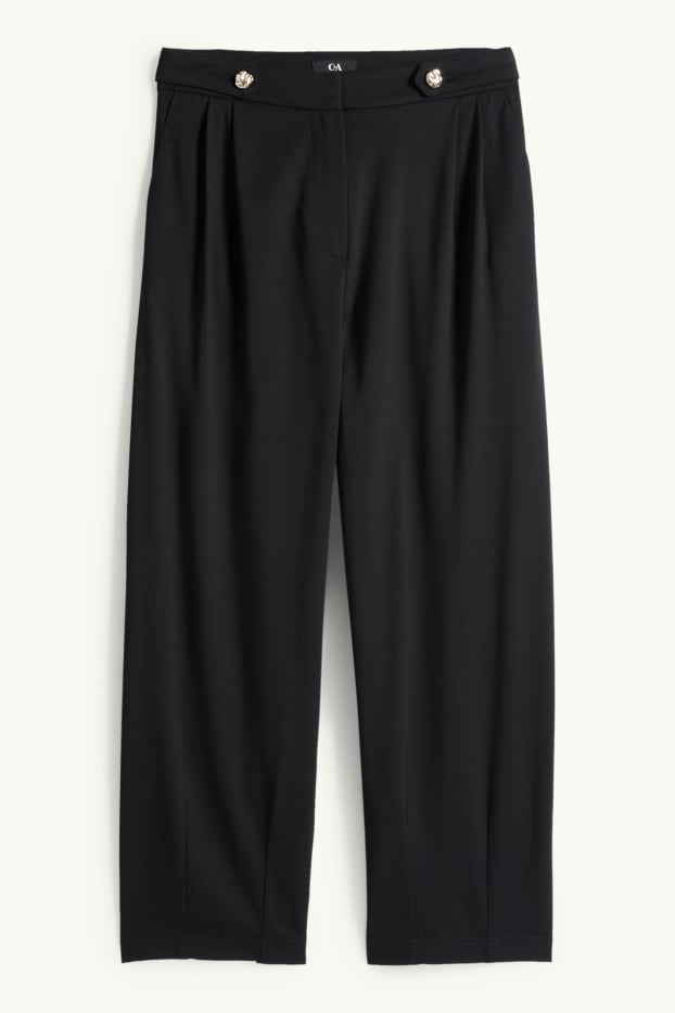 Damen - Jersey-Hose - High Waist - Barrel Leg - schwarz