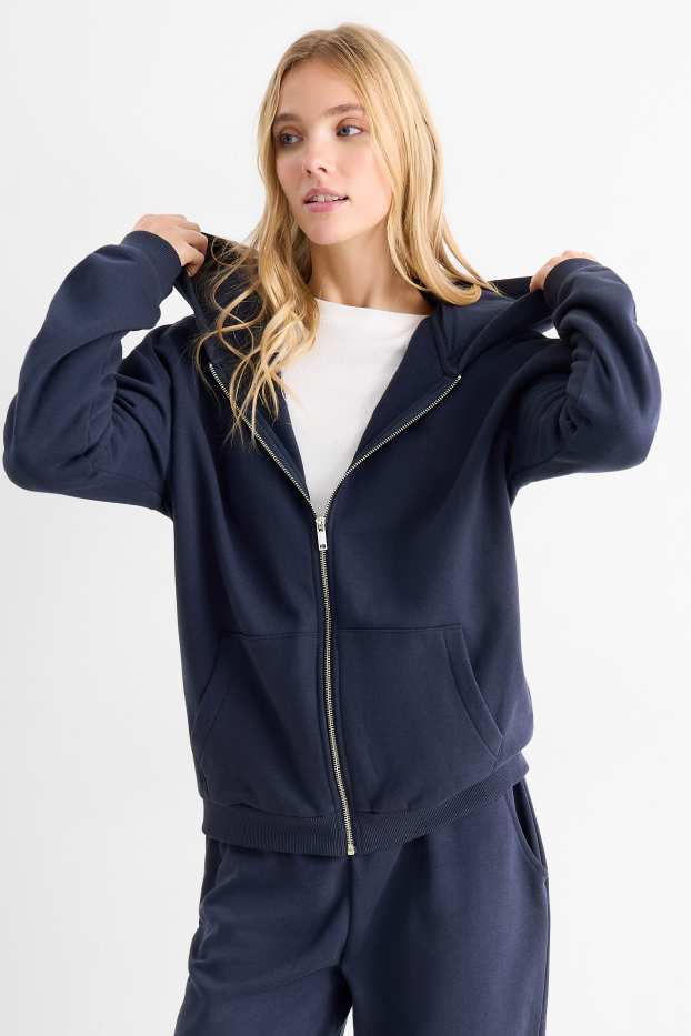 Donna - Felpa con zip e cappuccio - blu scuro