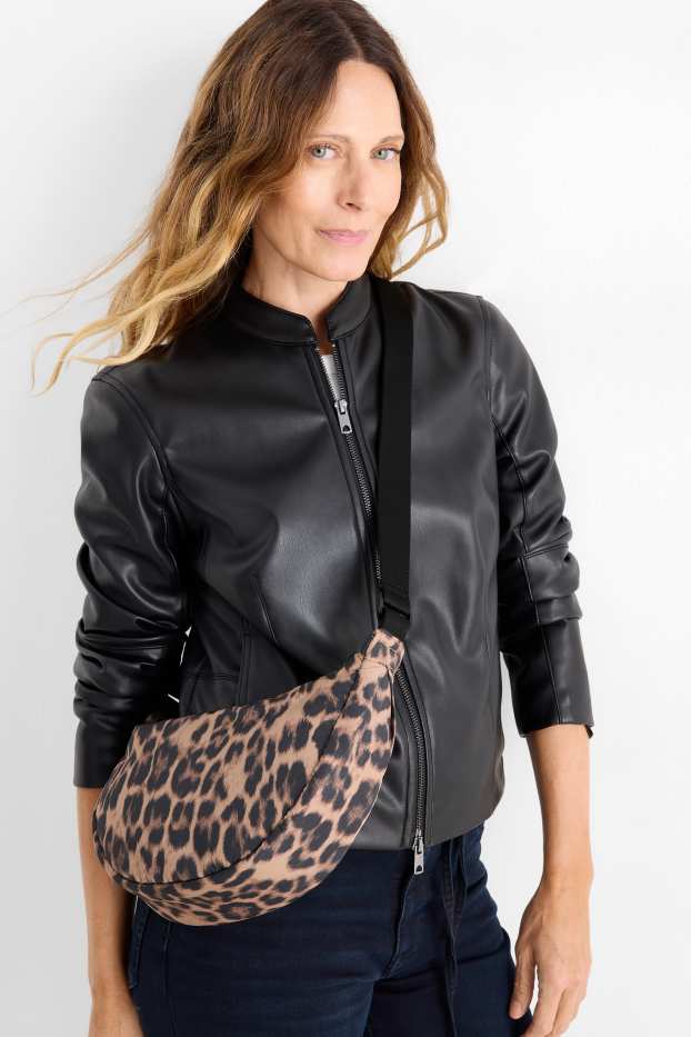 Femmes - Sac à bandoulière - imprimé léopard - noir / beige