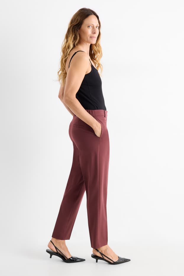 Dames - Business-broek - mid waist - cigarette fit - bordeaux