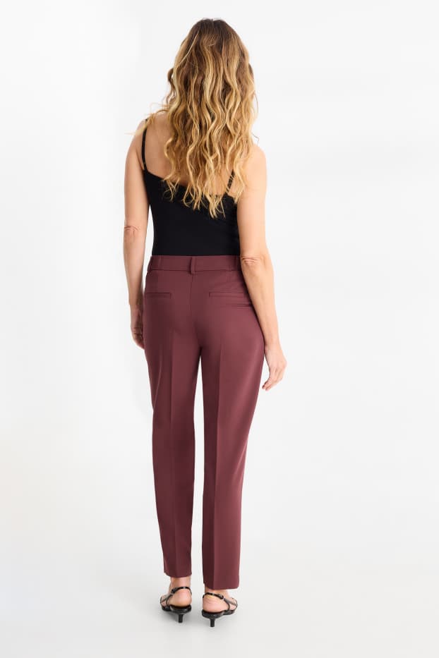 Dames - Business-broek - mid waist - cigarette fit - bordeaux