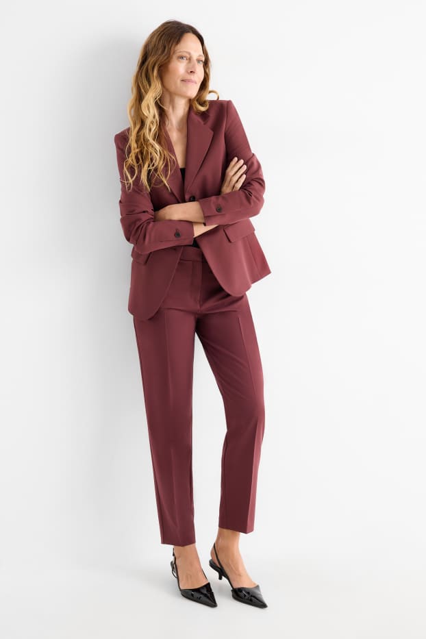 Dames - Business-broek - mid waist - cigarette fit - bordeaux