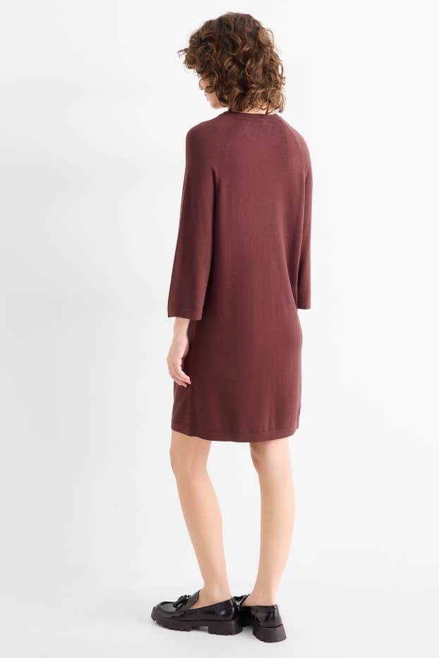 Dámské - Pletené šaty - straight fit - bordeaux