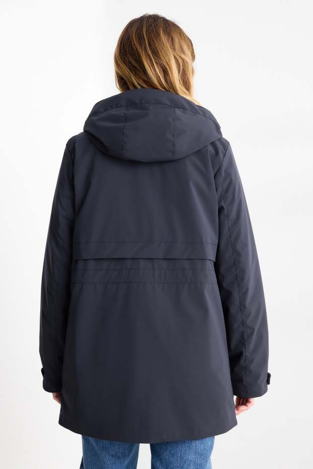 Femmes - Veste à capuche - doublée - déperlante - bleu foncé