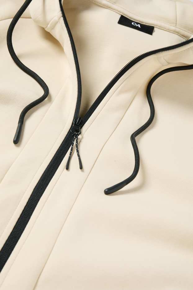 Heren - Sweatvest met capuchon - licht beige