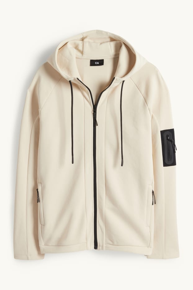 Heren - Sweatvest met capuchon - licht beige