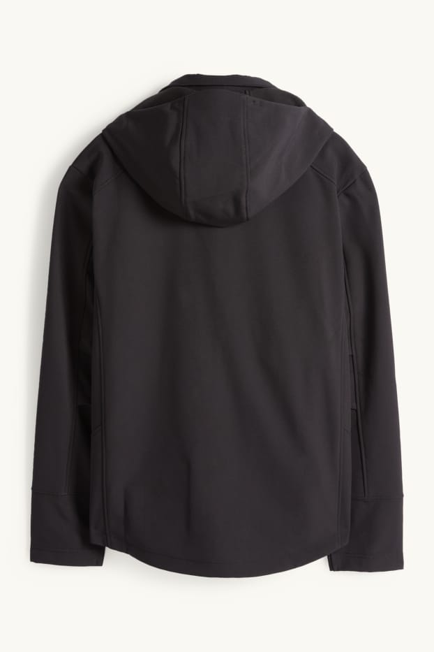 Hommes - Veste à coquille souple avec capuche - déperlante - noir