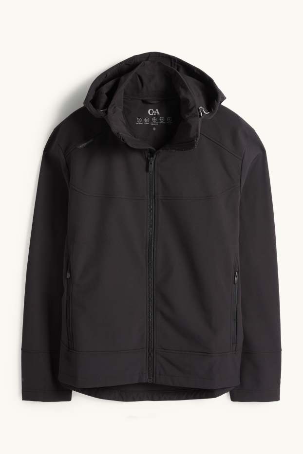 Hommes - Veste à coquille souple avec capuche - déperlante - noir