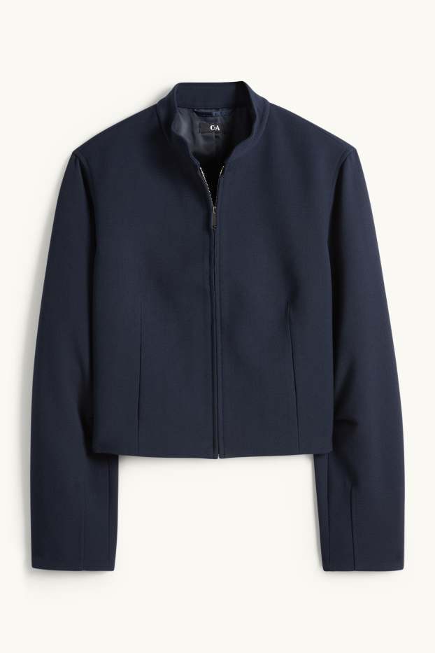 Femei - Blazer crop supradimensionat - albastru închis