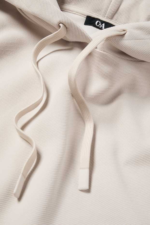 Femmes - Sweat à capuche - finition côtelée - beige clair