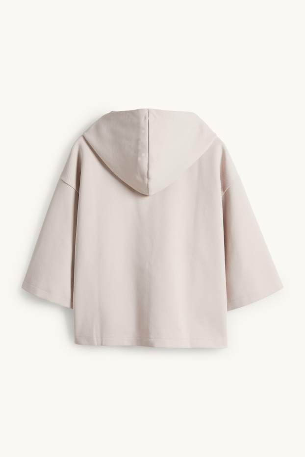 Femmes - Sweat à capuche - finition côtelée - beige clair