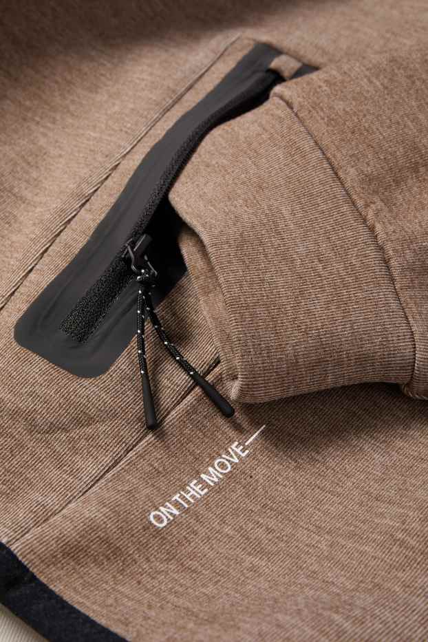 Hommes - Sweat zippé en molleton avec capuche - marron