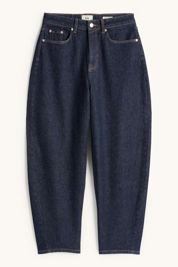 Femei - Barrel jeans - talie înaltă - denim-albastru închis