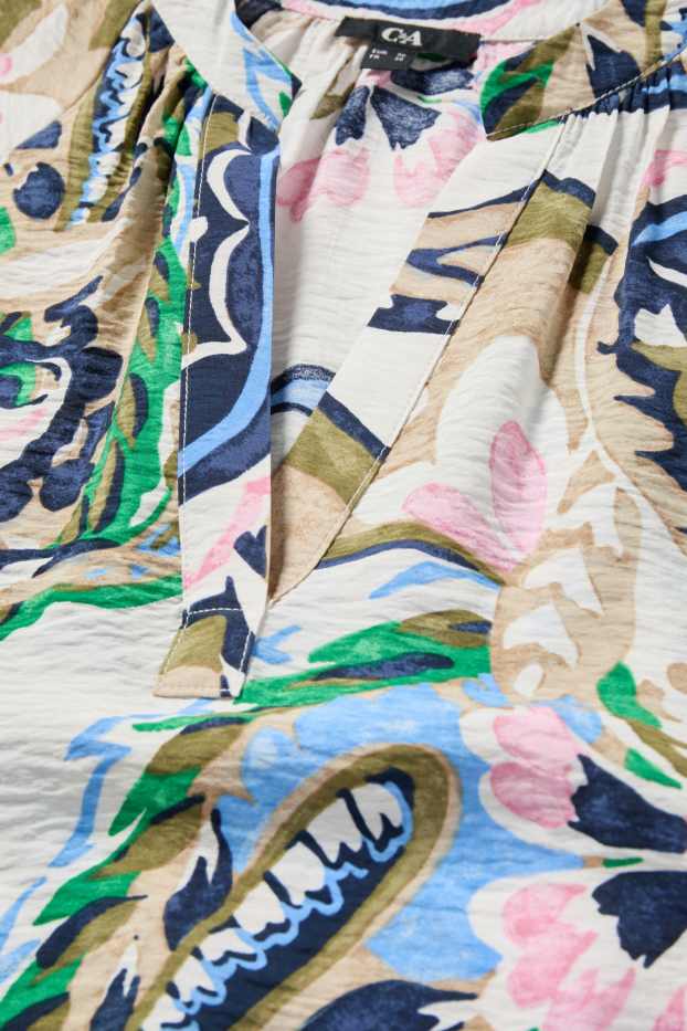 Kobiety - Bluzka z dekoltem V - ze wzorem - kremowobiały