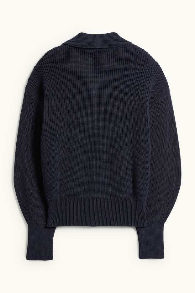 Femei - Cardigan tricotat - reiat - albastru închis