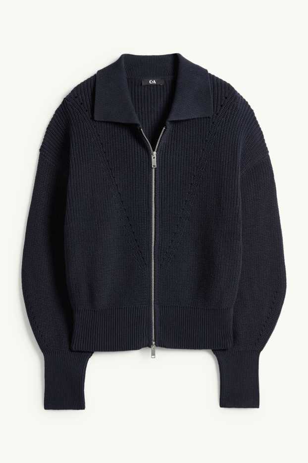 Femei - Cardigan tricotat - reiat - albastru închis