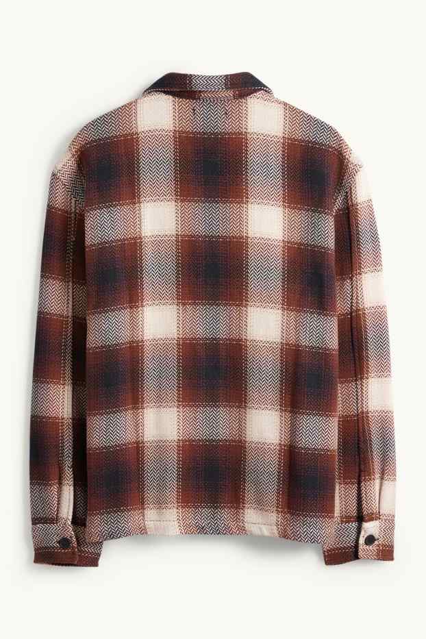 Uomo - Giacca a camicia - relaxed fit - a quadri - marrone