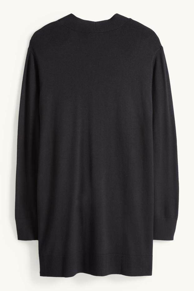 Damen - Lange Strickjacke - schwarz