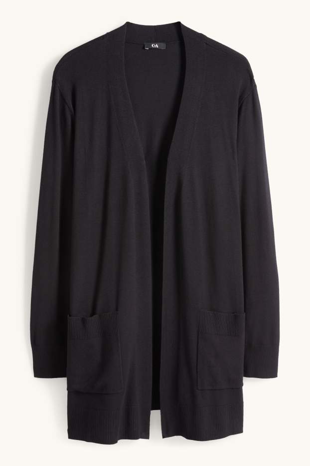 Damen - Lange Strickjacke - schwarz