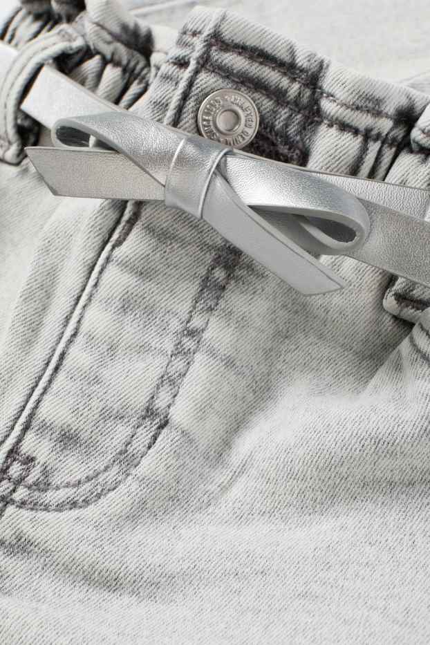 Enfants filles - Jean coupe droite à ceinture - jean gris clair