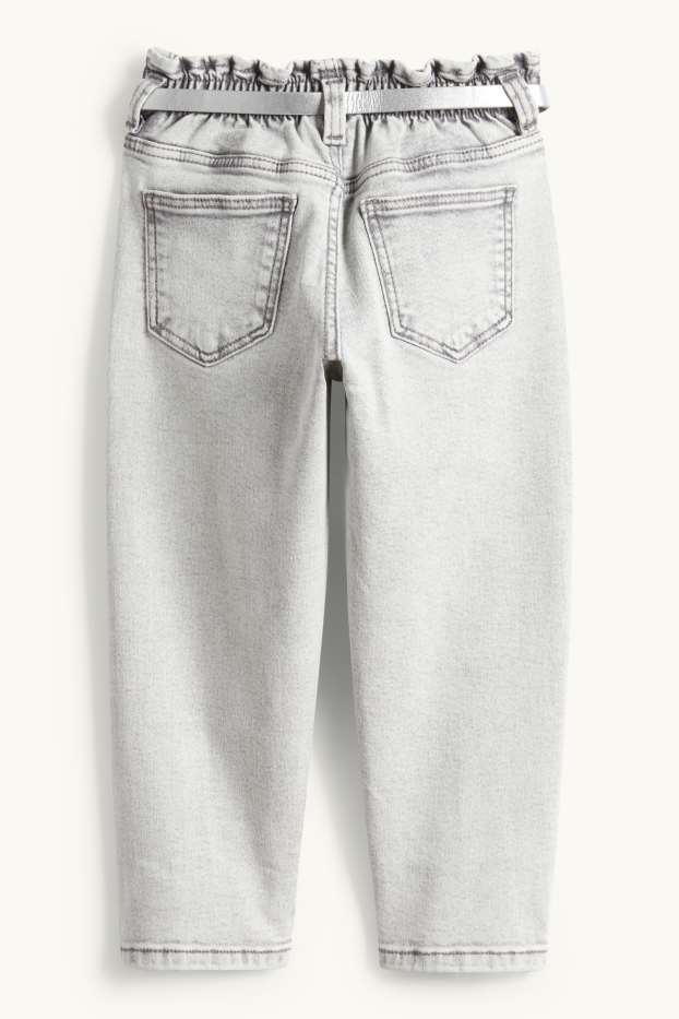 Enfants filles - Jean coupe droite à ceinture - jean gris clair