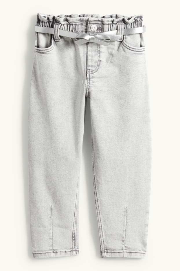 Enfants filles - Jean coupe droite à ceinture - jean gris clair