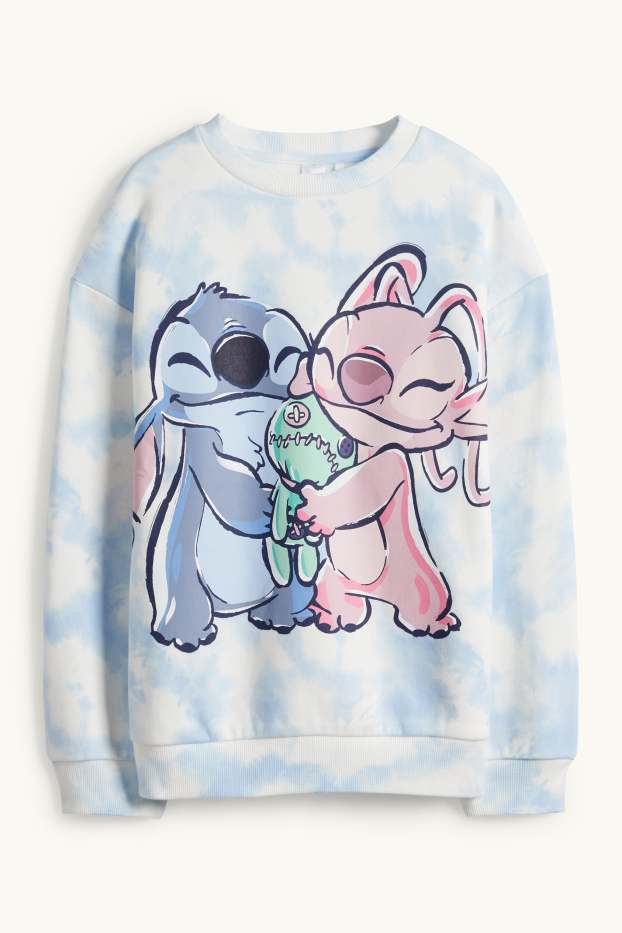 Kinder Mädchen - Lilo & Stitch - Sweatshirt - gemustert - weiss / hellblau