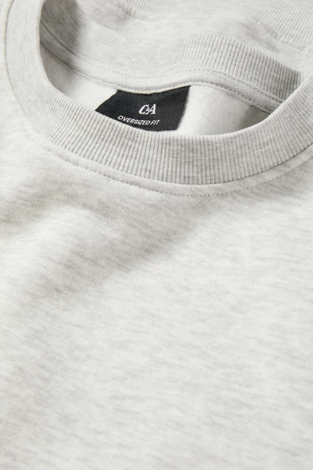 Pánské - Oversized mikina - světle šedá-žíhaná