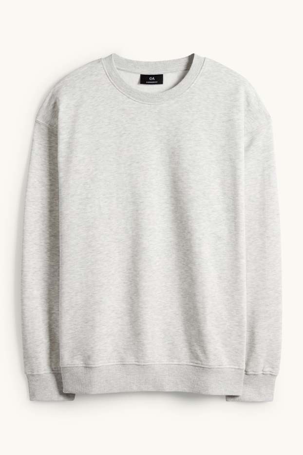 Pánské - Oversized mikina - světle šedá-žíhaná