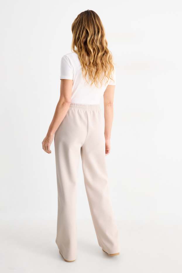 Dames - Joggingbroek - geribd - licht beige