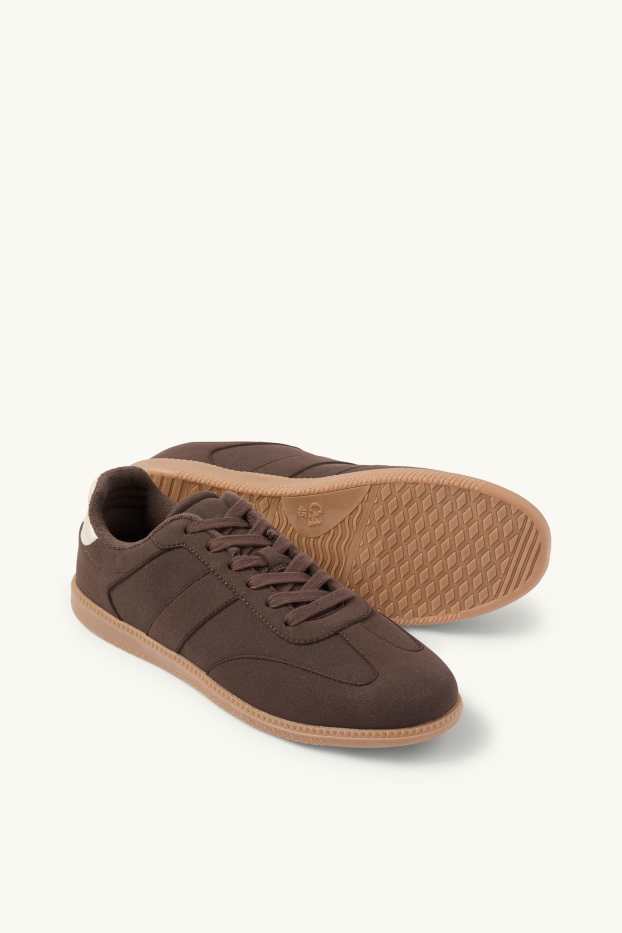 Men - Trainers - faux leather - dark brown