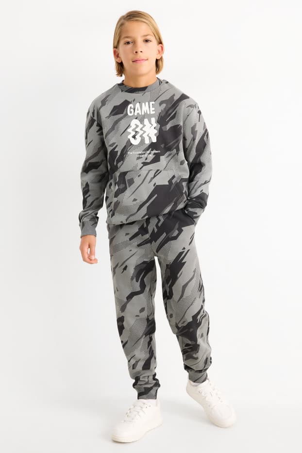 Enfants garçons - Pantalon de jogging - à motif - gris / noir