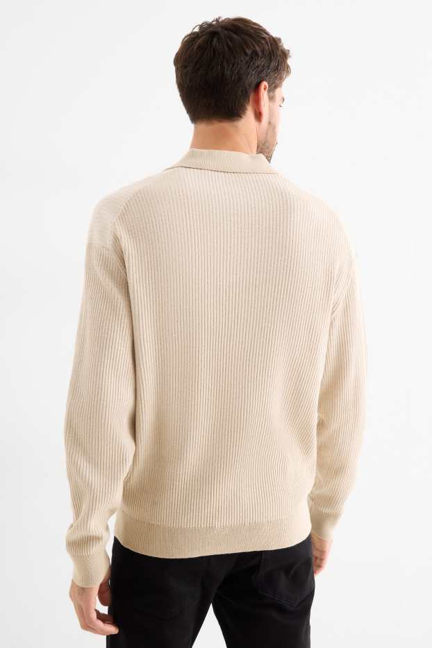 Herren - Pullover - gerippt - hellbeige