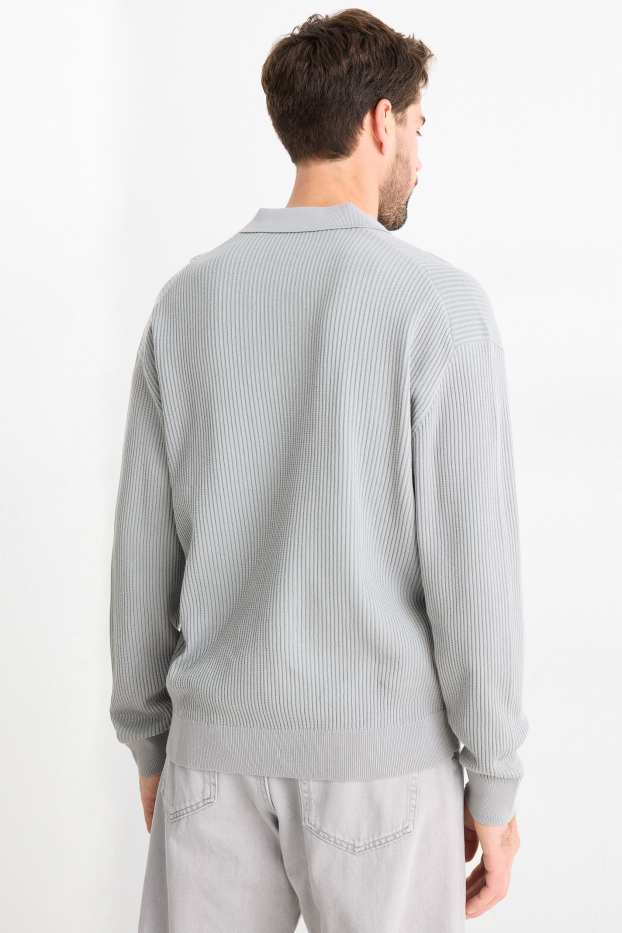 Herren - Pullover - gerippt - hellgrau