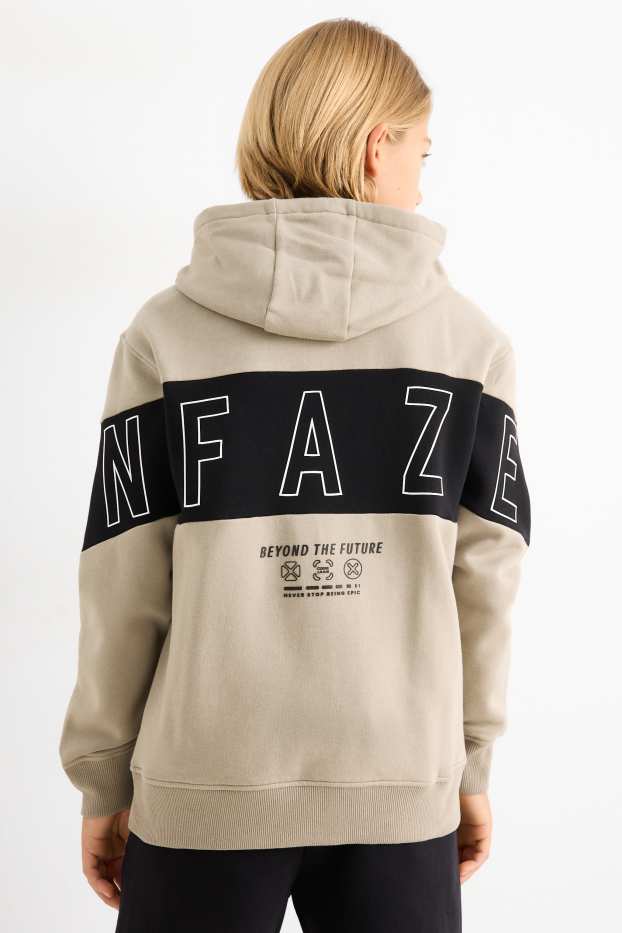 Enfants garçons - Ensemble - sweat à capuche et veste matelassée - 2 pièces - noir / beige