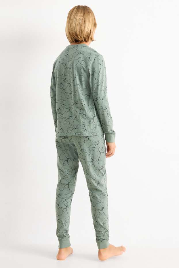 Kinder Buben - Pyjama - 2 teilig - gemustert - grün