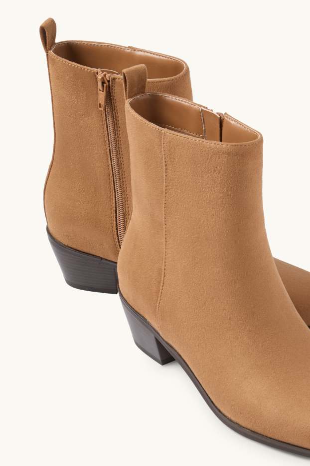 Femmes - Ankle Boots - faux suède - marron clair