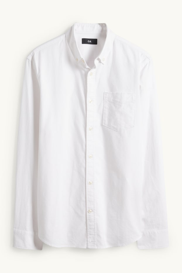 Pánské - Košile - regular fit - button-down - krémově bílá