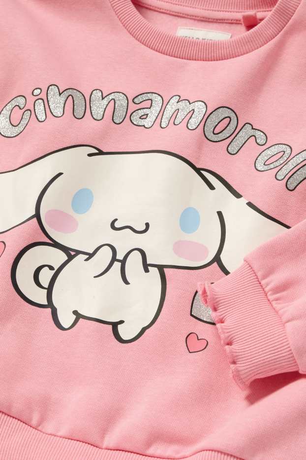 Děti - dívky - Cinnamoroll - mikina - s třpytivými efekty - růžová