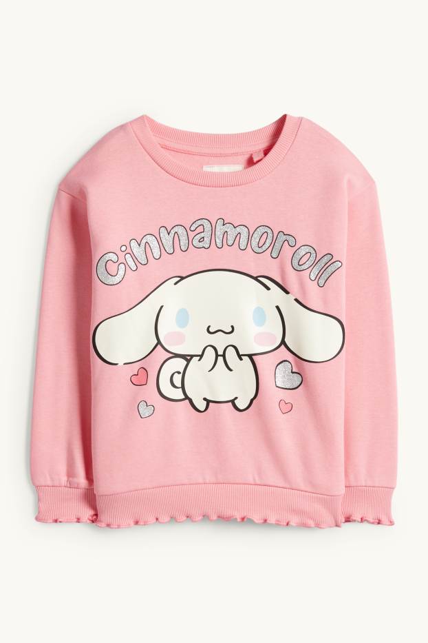 Děti - dívky - Cinnamoroll - mikina - s třpytivými efekty - růžová