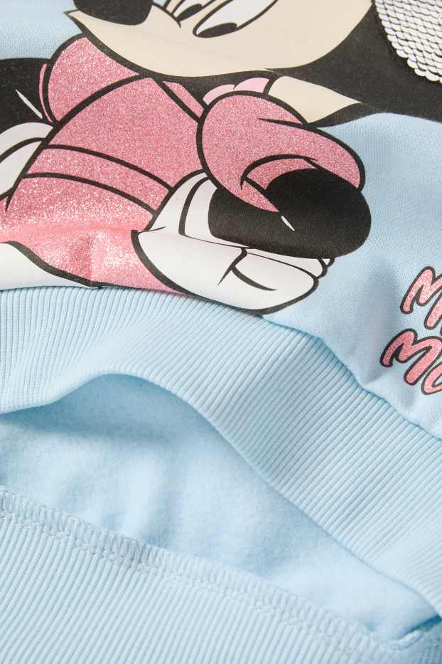 Děti - dívky - Minnie Mouse - mikina - s lesklou aplikací - světle modrá